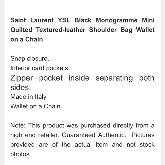 Saint Laurent Monogramme WOC Handbag NEW - Picture 8 of 8
